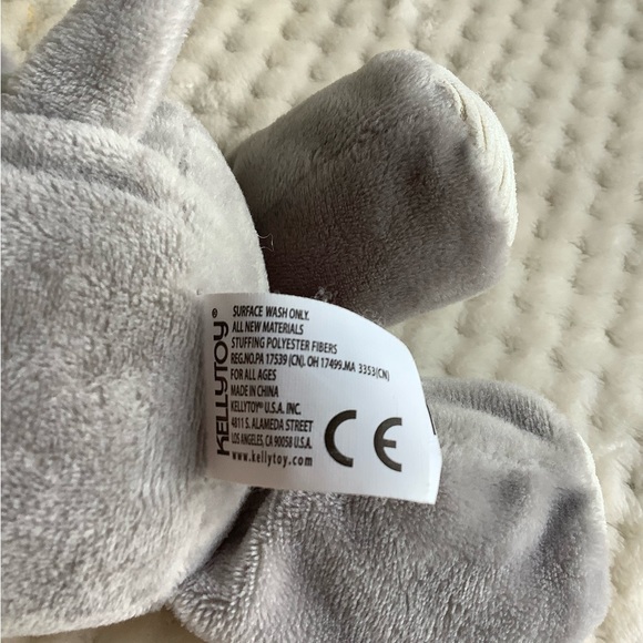 Kellytoy Elephant Plush Rattle Crinkle Ear Embroidered Eyes Hang Stuffed Animal - Picture 7 of 10